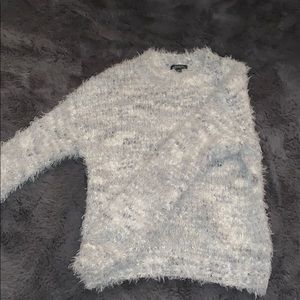 White and grey knit sweater